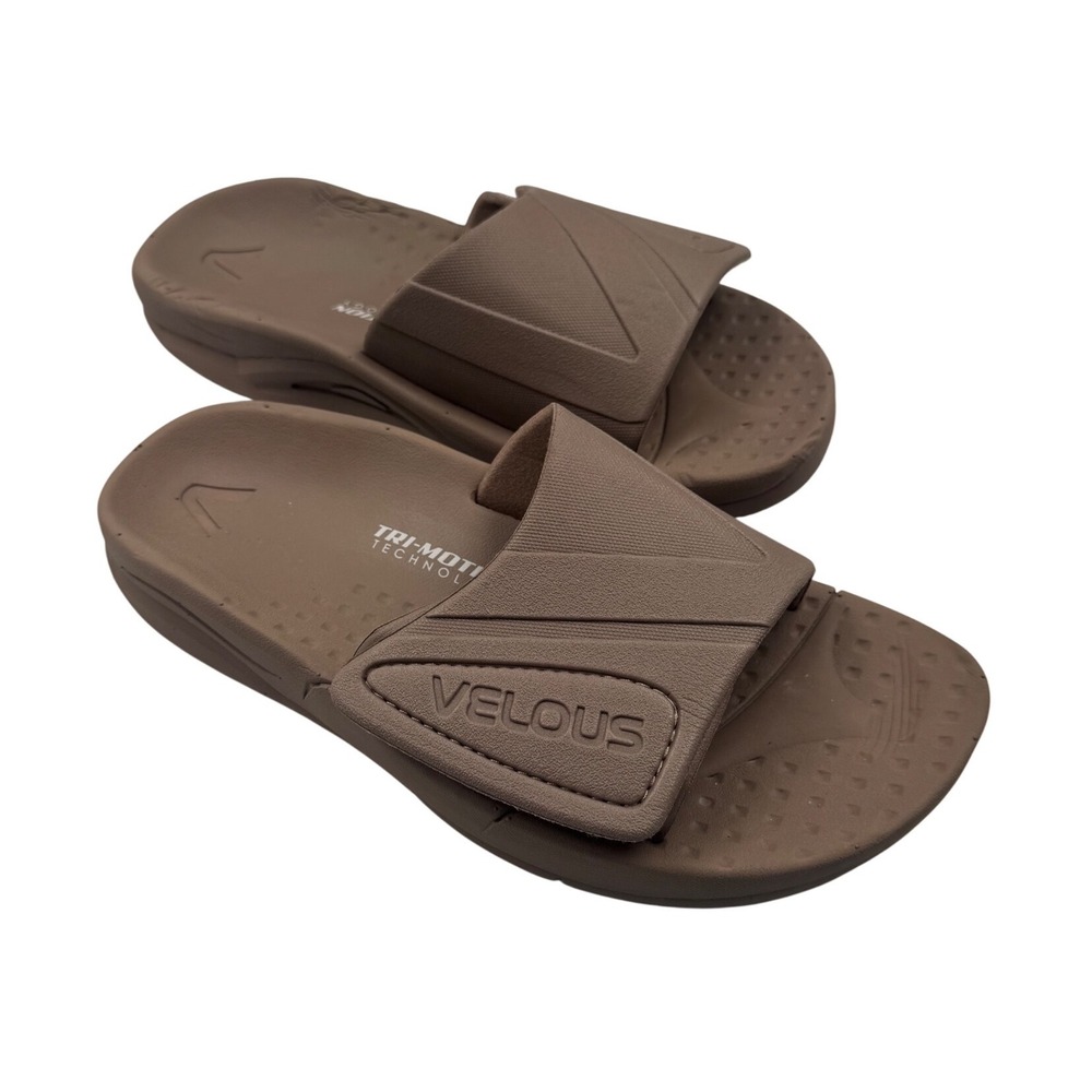 Velous Active Adjustable Slide Brown Men 10 W 12 Tri-Motion Recovery Sandal NWOT - Picture 5 of 10